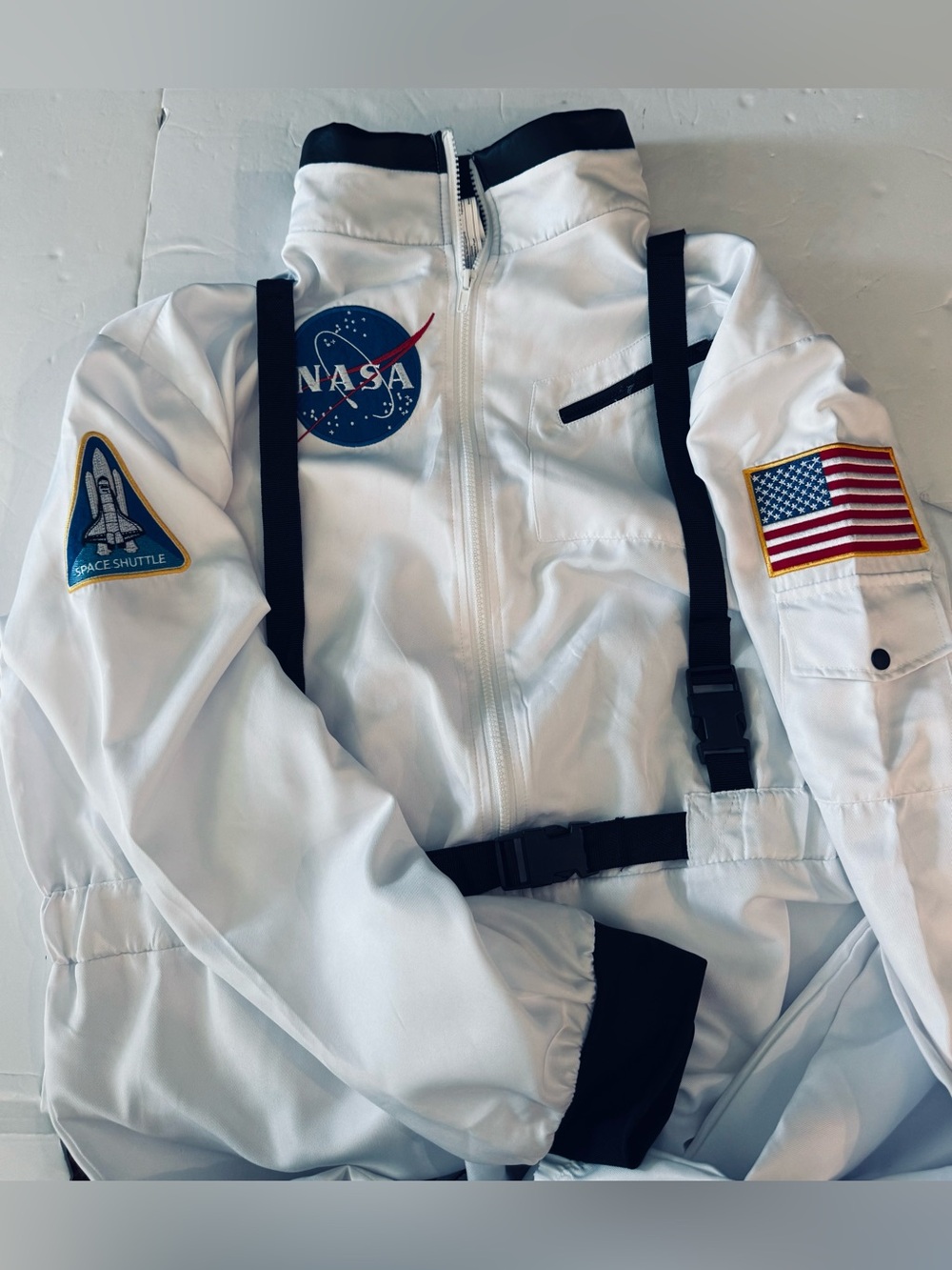 Spirit NASA Astronaut Costume, White Jumpsuit w/ Black Trim & Patches - Picture 6 of 16